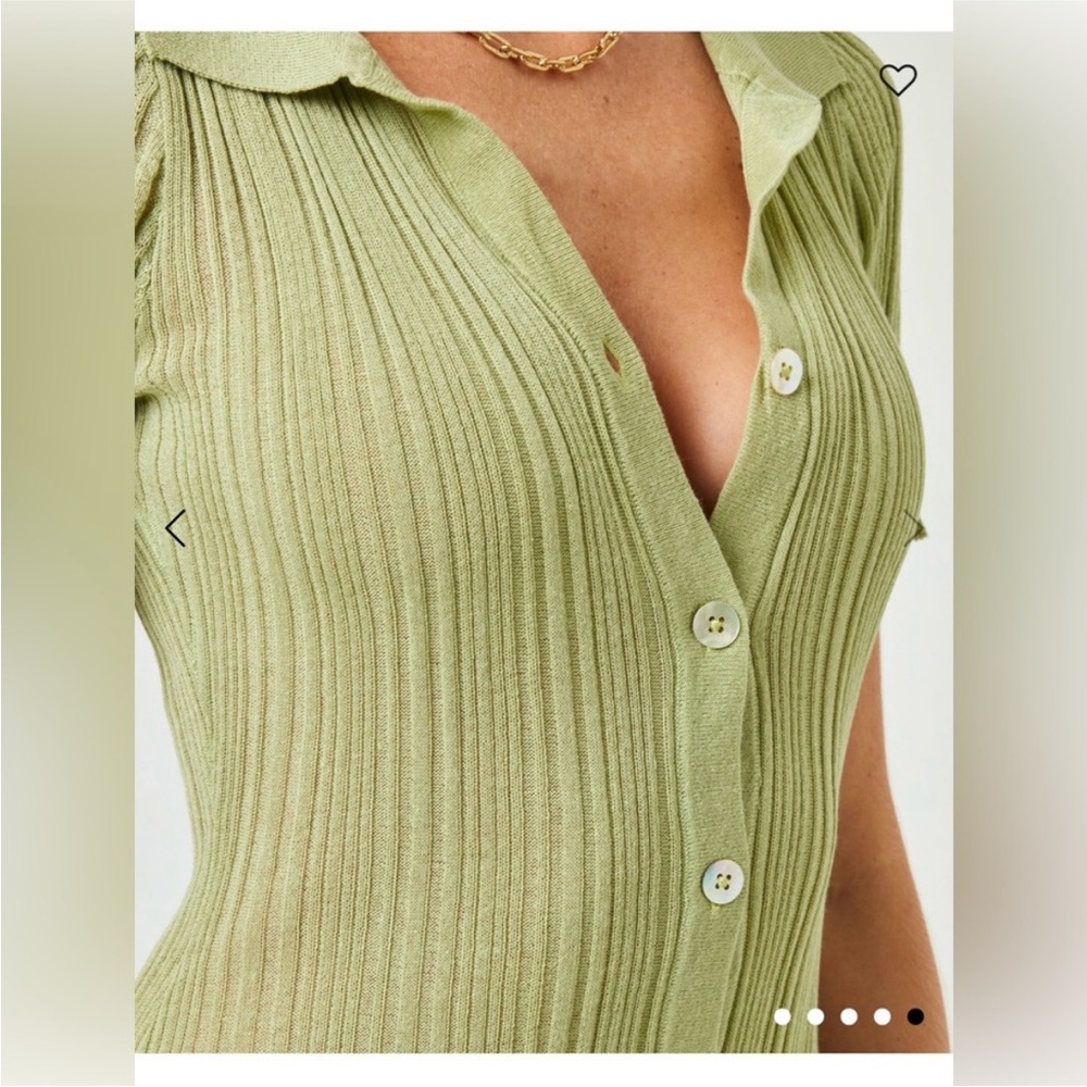 L*Space Linen blend Undertow Green Polo Collar Maxi Dress - Picture 5 of 5